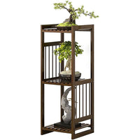 Thumbnail for Bamboo flower pot stand with shelves and plants