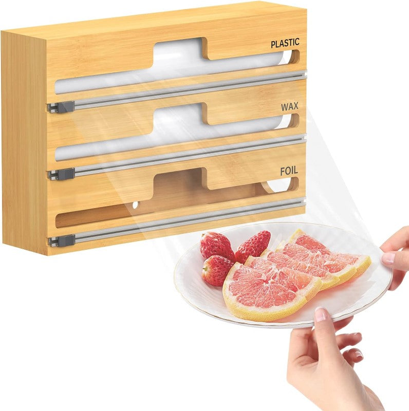 Wrap dispenser with labels