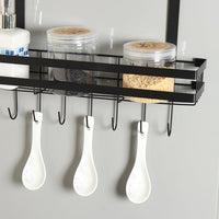 Thumbnail for Kitchen organiser storage shelf side angle showing hooks