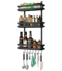 Thumbnail for Kitchen organiser storage shelf with 7 utensil hooks