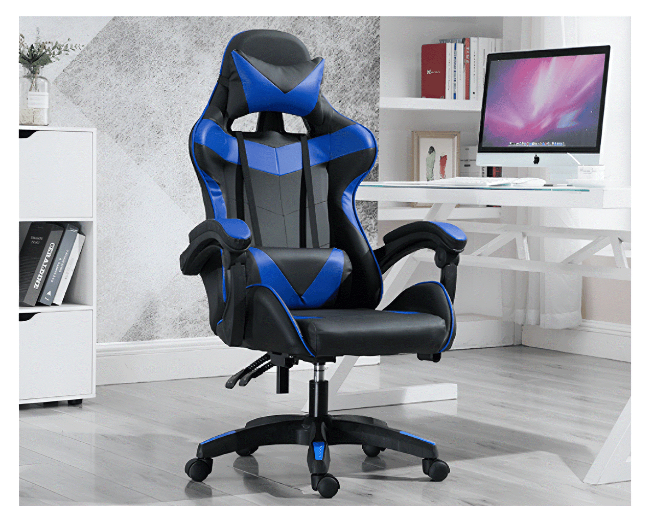 Gaming Chair Racing Style Ergonomic PU Leather Black reclining backrest
