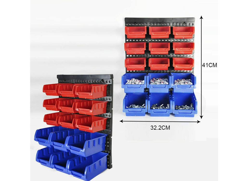 Wall Mounted Garage Organiser & Parts Rack with 30 Bins | Homyspire NZ
