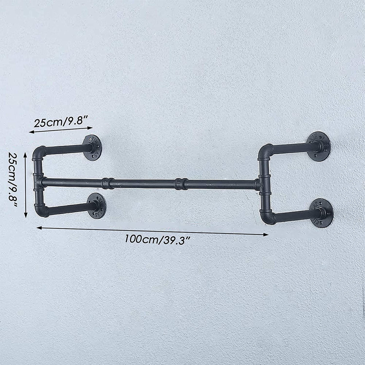 Pipe clothing rack showing sturdy iron construction