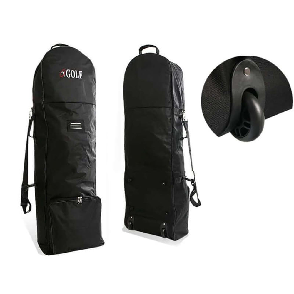 Black golf travel bag with wheels and handle
