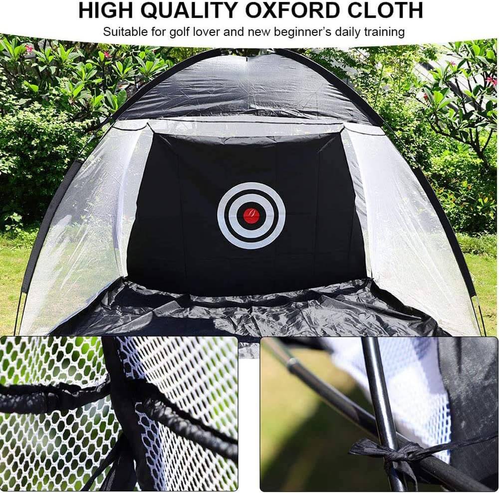 Golf practice net with sturdy ground nails