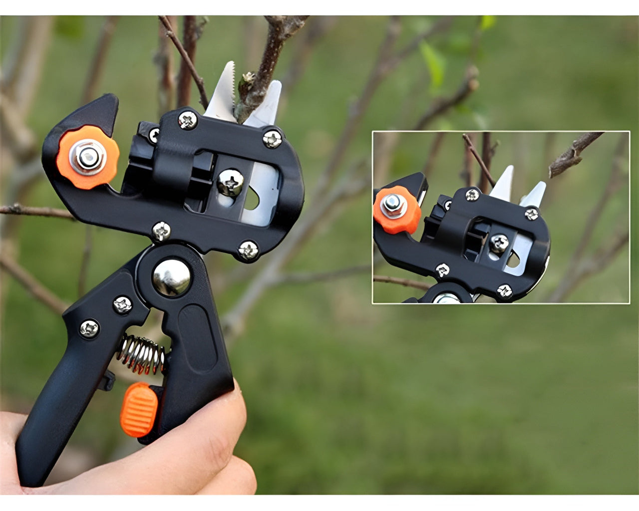 Orange and black pruning shears handle