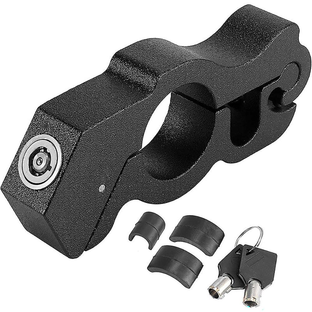 Motorcycle grip lock with rubber inserts for handlebar