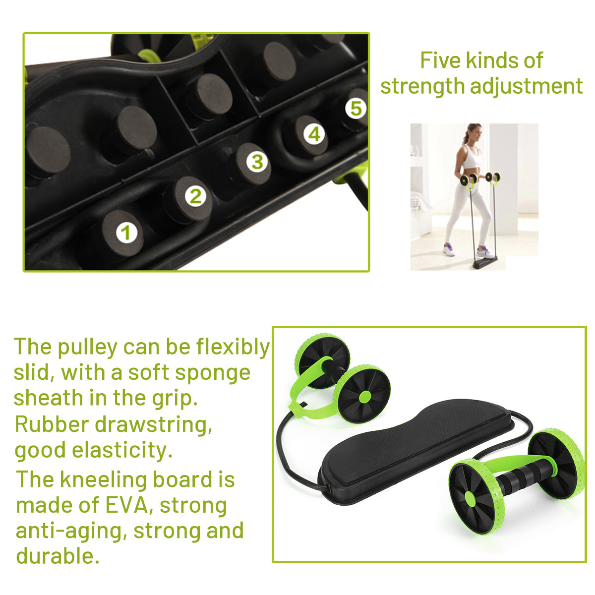 Home Exercise Equipment Rollers Four Wheels Exercise Equipment Core Pull Rope Ab - The Shopsite