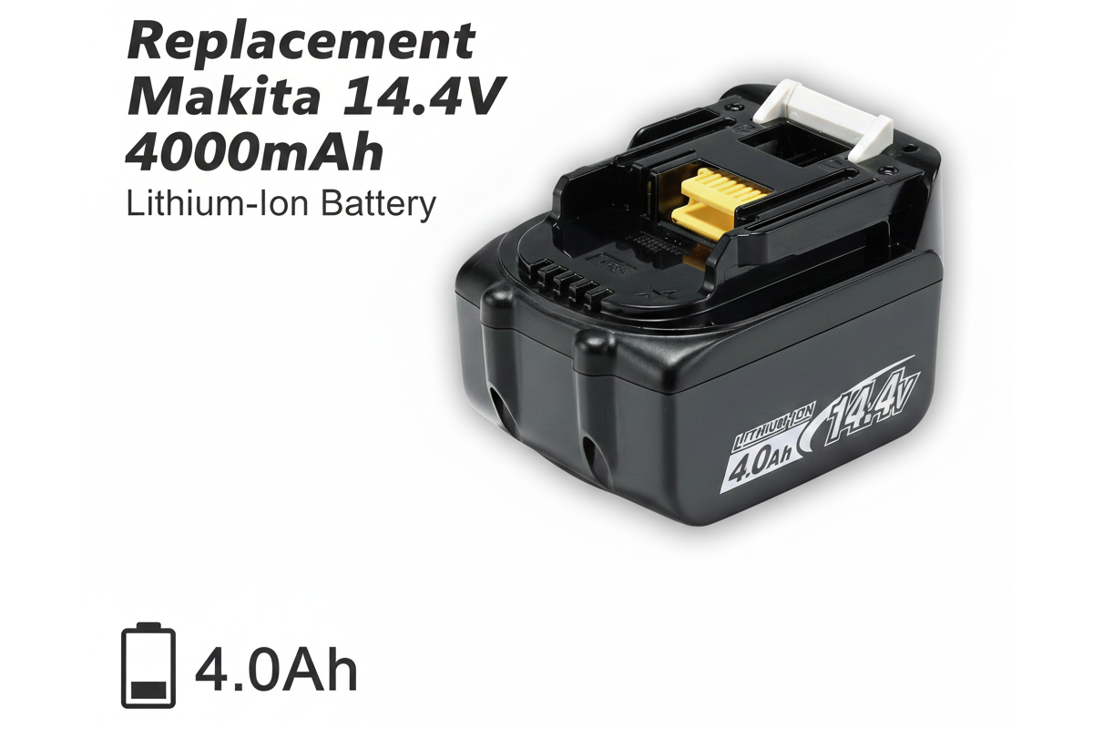 Makita battery with charger in background