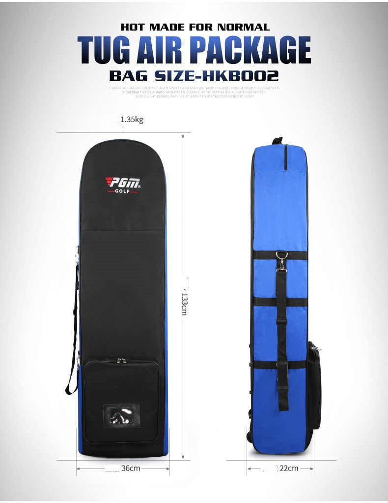 ID pocket on golf travel bag with wheels for easy identification