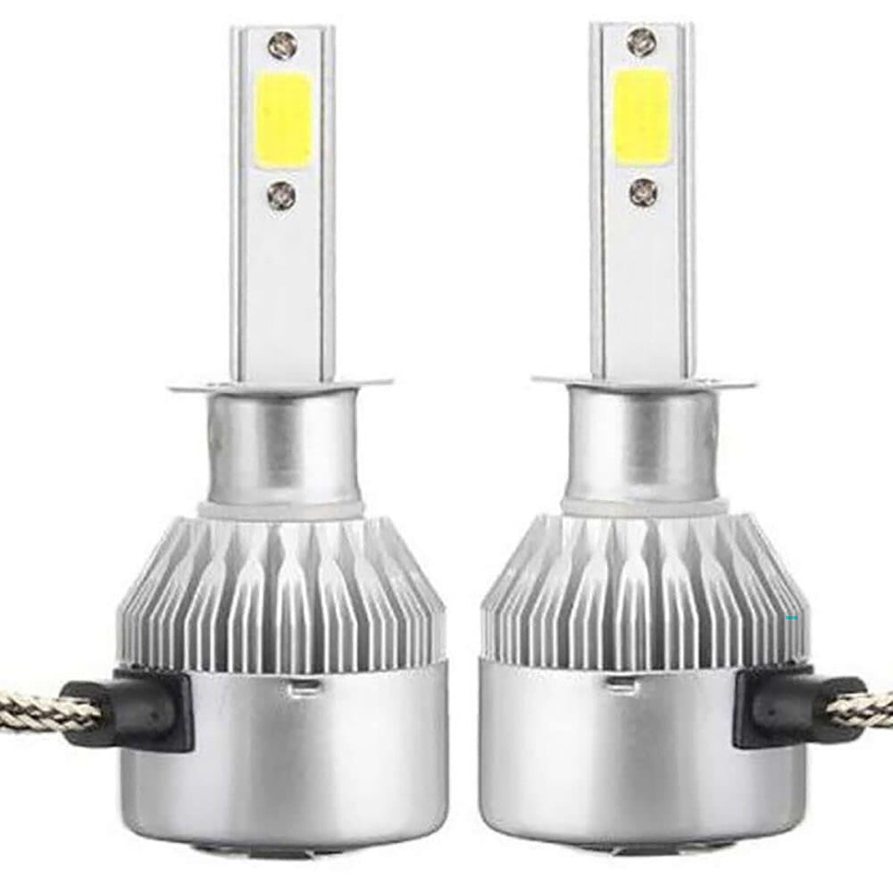 H3 LED headlight bulbs front view with aluminium base