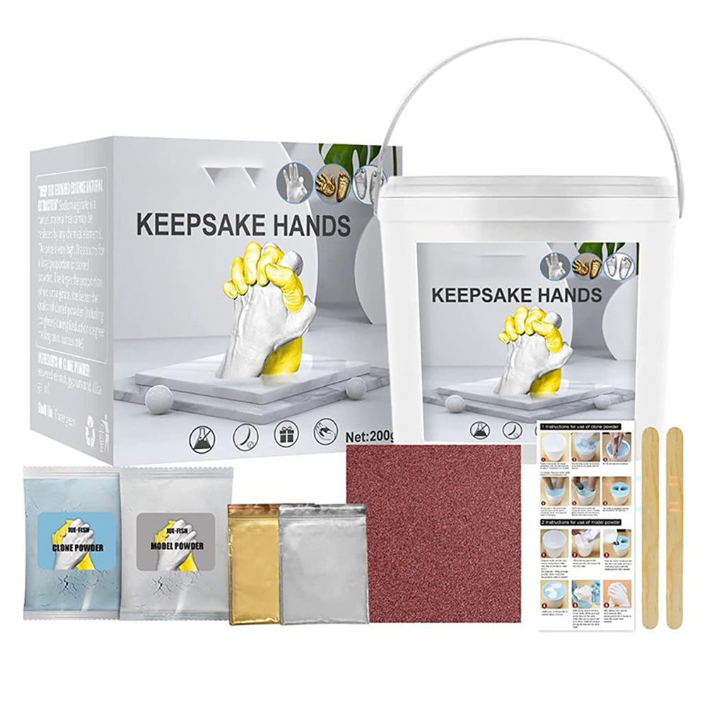 Hand casting kit used for family handprint sculpture
