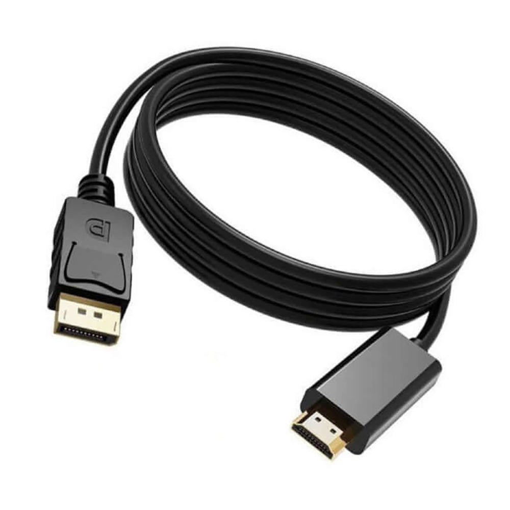 DisplayPort to HDMI cable on white background
