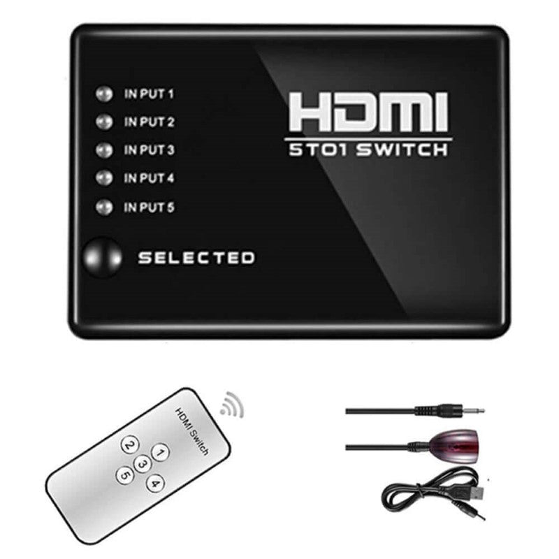 Hdmi Splitter Intelligent 5X1 5-Port Hdmi Switch/Switcher With Ir Remote - The Shopsite