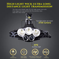 Thumbnail for Rechargeable Waterproof Headlamp Flashlight with 5 Cree LEDs