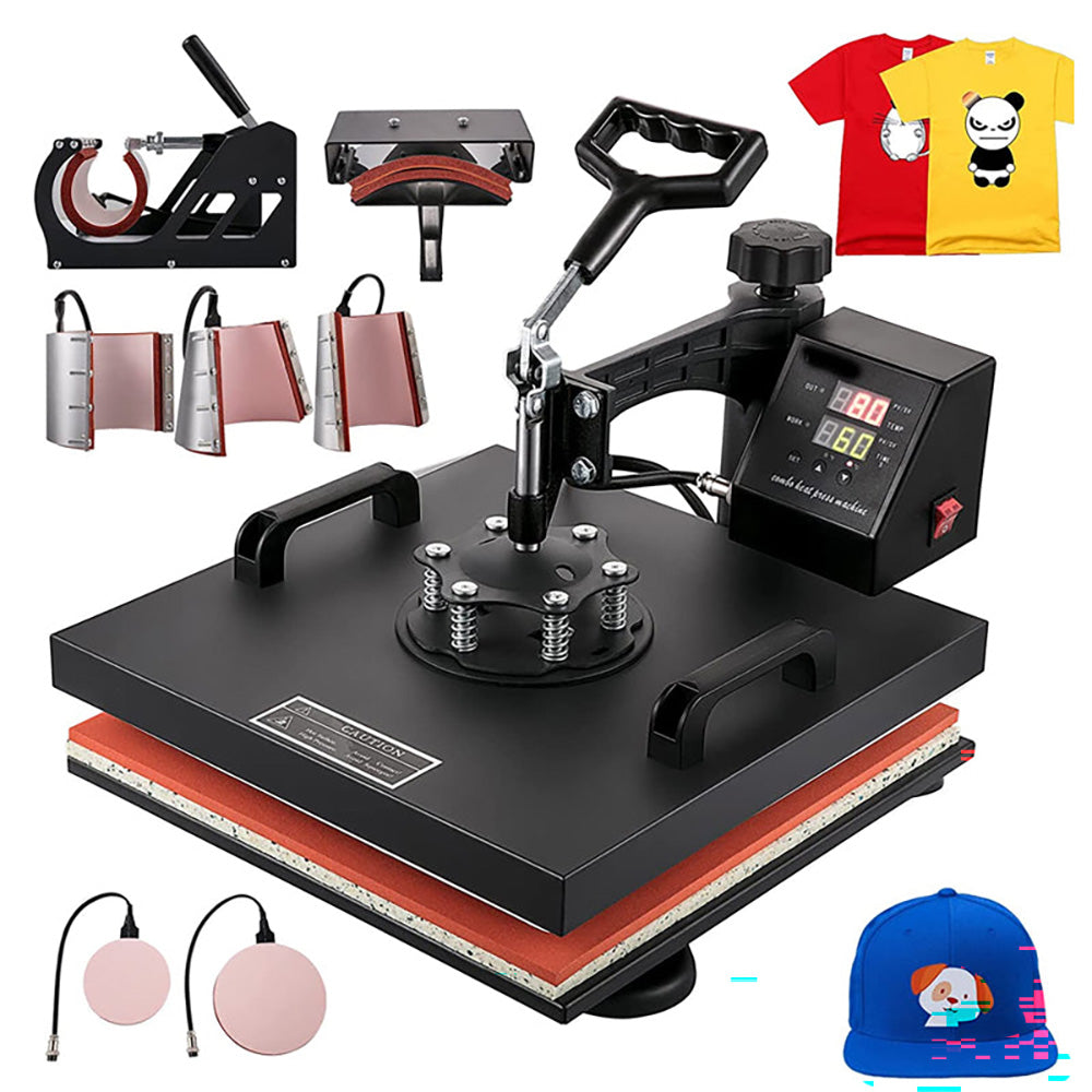 Heat press machine package contents displayed