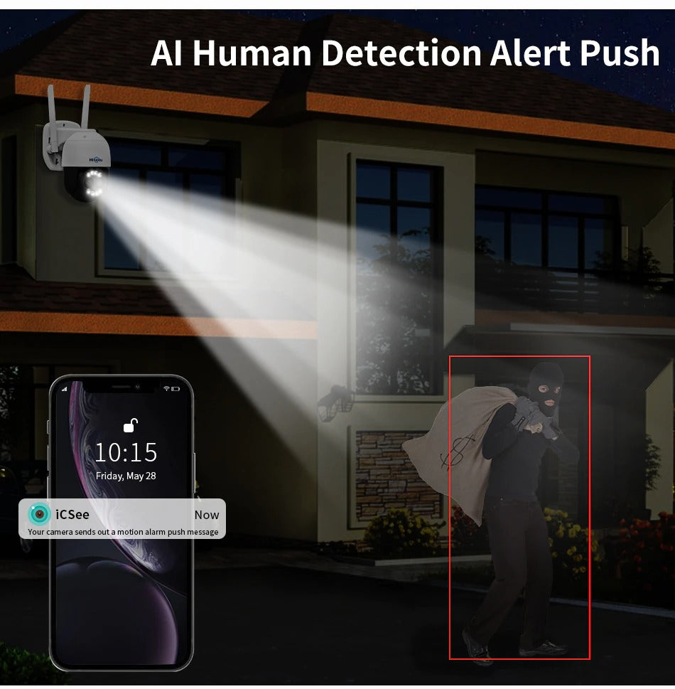 Hiseeu 4K 8MP PTZ IP Camera Outdoor WiFi