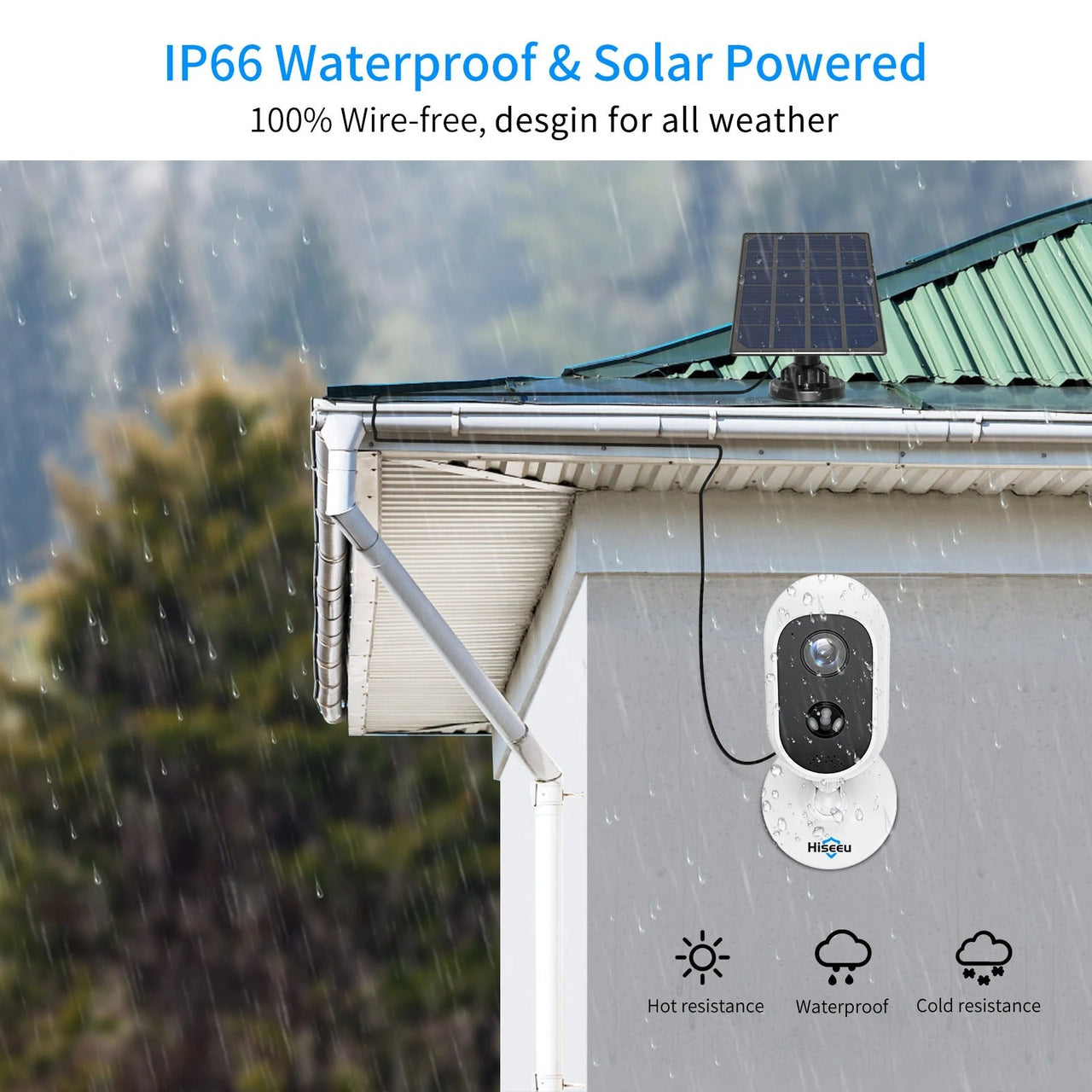 Camera with solar panel attached
