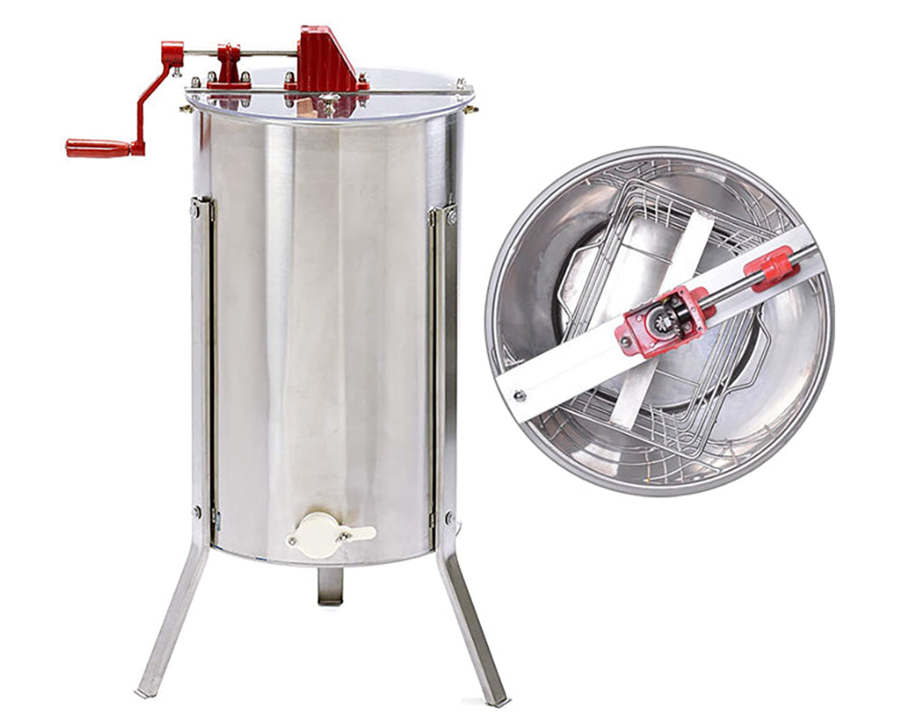 Honey extractor with clear perspex lids