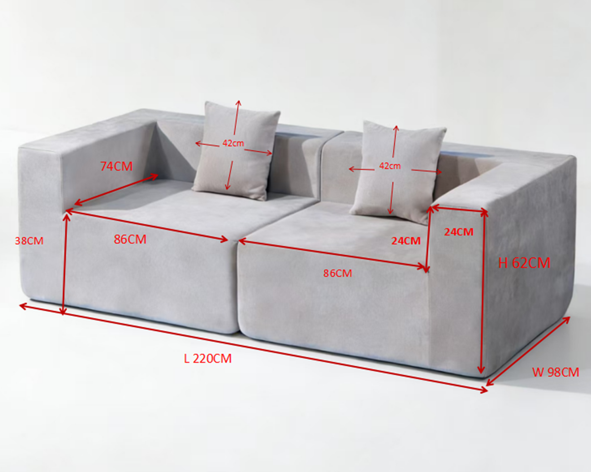 Compressed Modular 2-Seater Sofa - Beige Space-Saving Lounge Sofa
