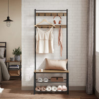 Thumbnail for Wooden Coat Rack with Shelves Hooks by VASAGLE