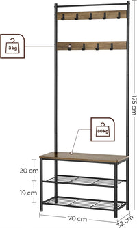 Thumbnail for Wooden Coat Rack with Shelves Hooks by VASAGLE