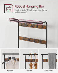 Thumbnail for Wooden Coat Rack with Shelves Hooks by VASAGLE