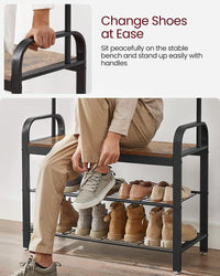 Thumbnail for Wooden Coat Rack with Shelves Hooks by VASAGLE