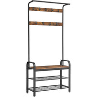 Thumbnail for Wooden Coat Rack with Shelves Hooks by VASAGLE