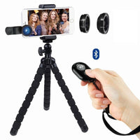 Thumbnail for iPhone Tripod Mount Holder Stand + Bluetooth Selfie remote