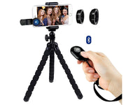 Thumbnail for iPhone Tripod Mount Holder Stand + Bluetooth Selfie remote