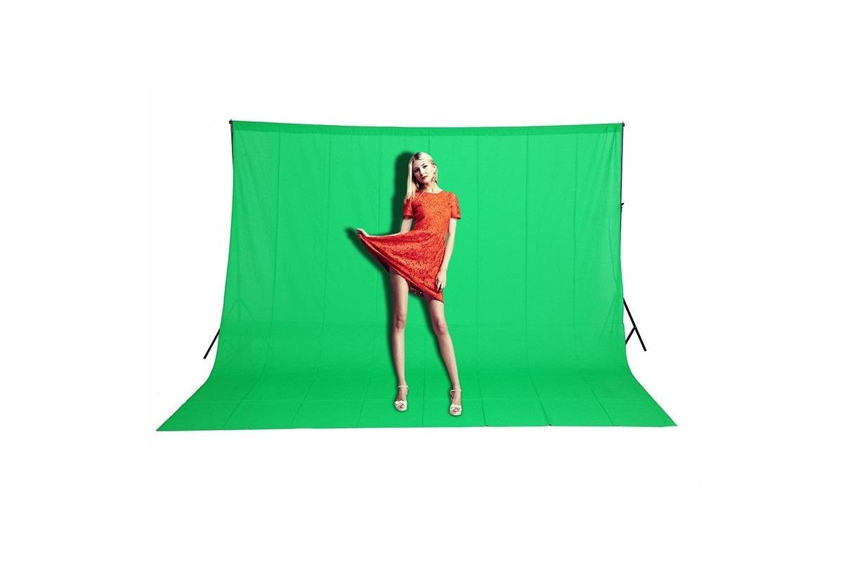Green screen backdrop used in video production