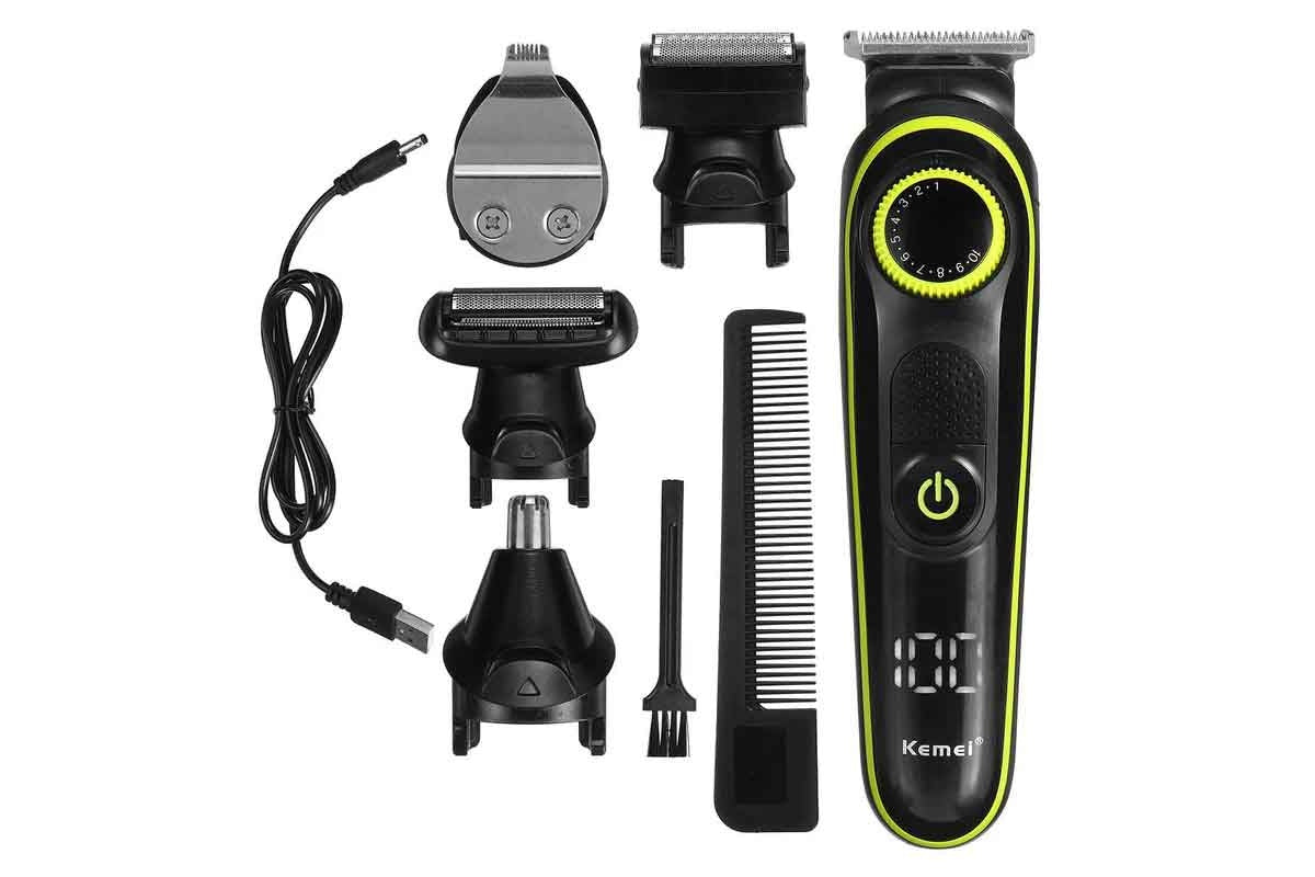USB charging cable connected to hair trimmer