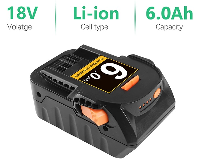 AEG 18V battery pack with safety certification marks