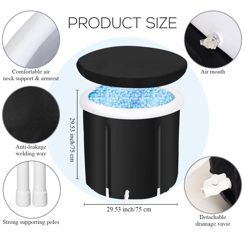 Interior of portable ice bath tub 300L spacious design
