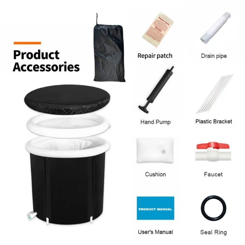 Portable ice bath tub 300L with lid on top
