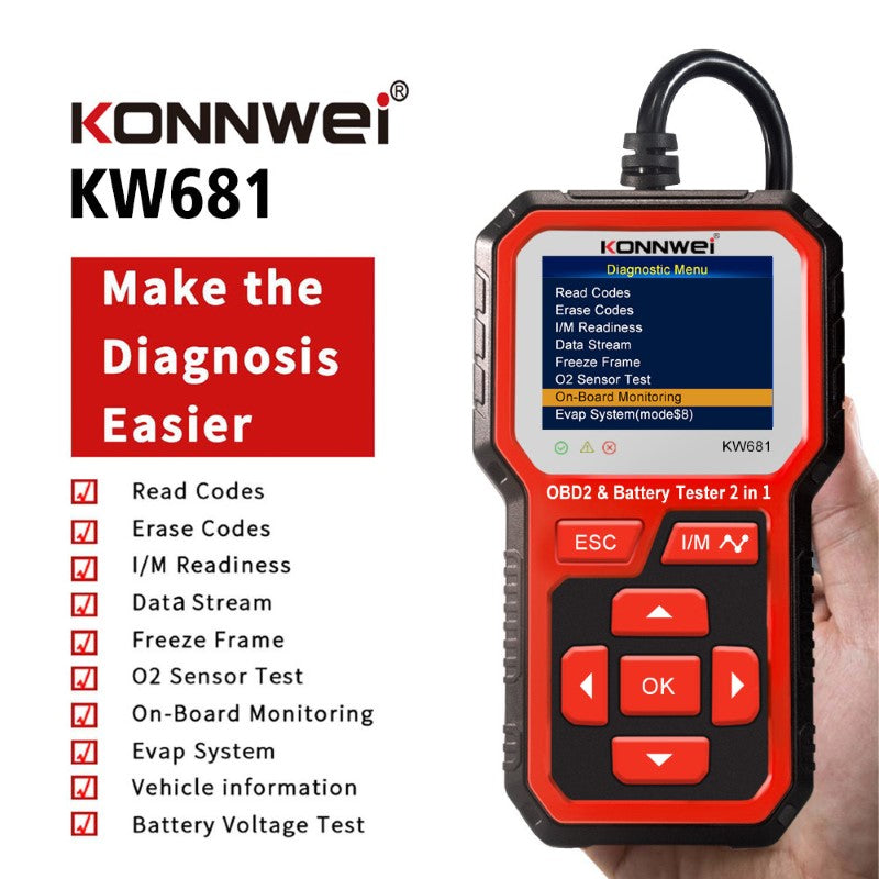 KONNWEI KW681 OBD2 Scanner 6V 12V