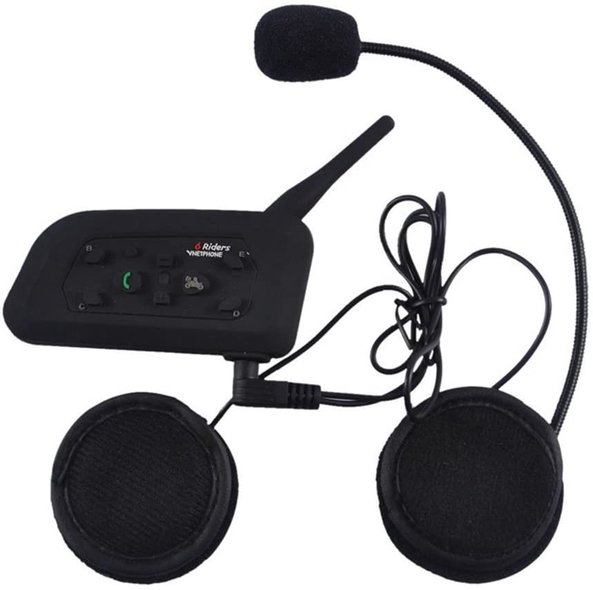 Bluetooth headset mounted inside helmet