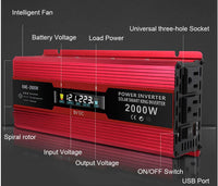 Thumbnail for Power inverter 2000W 12V lightweight aluminium shell