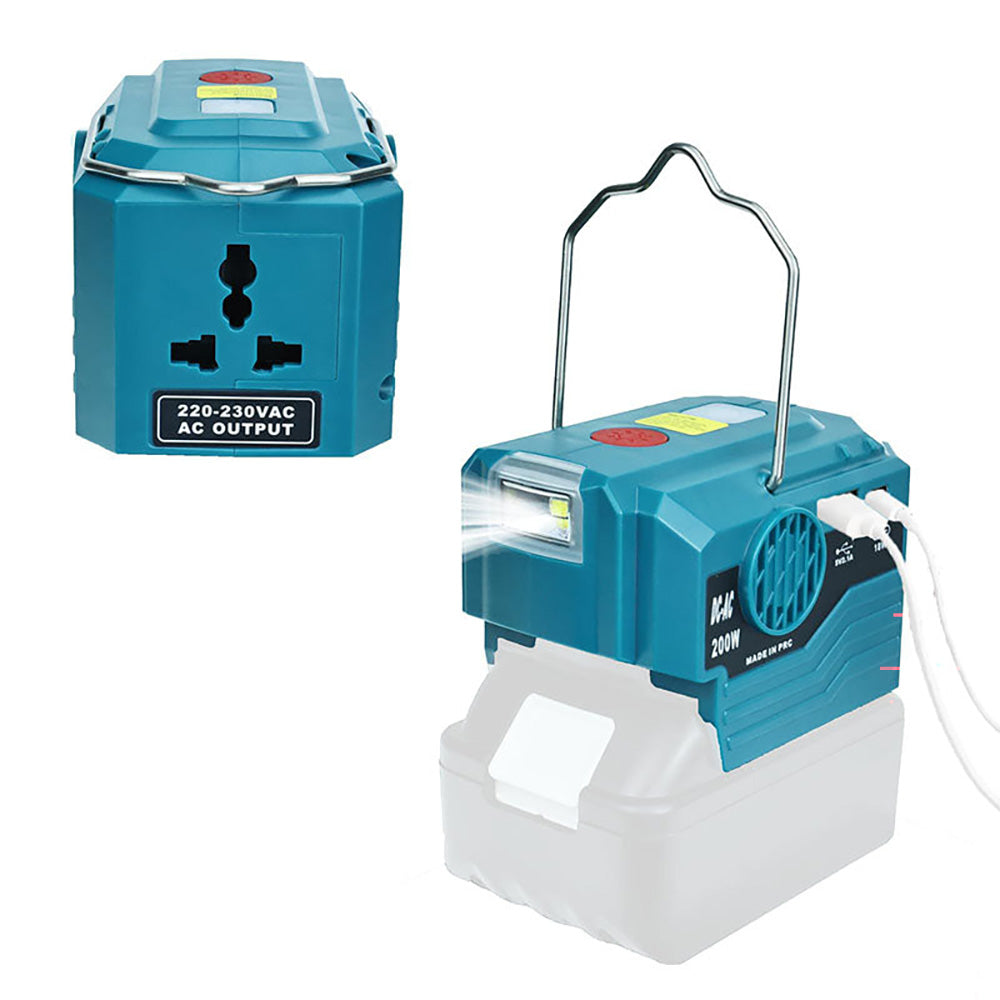 Side view showing inverter output socket