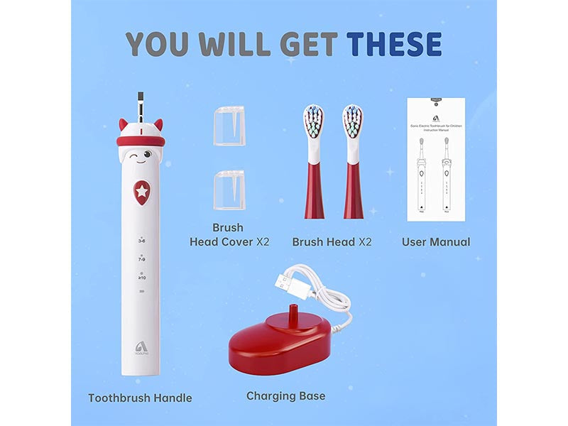 Child holding electric toothbrush