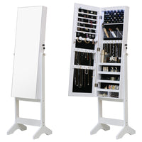 Thumbnail for Velvet-lined compartments inside white jewellery cabinet for rings