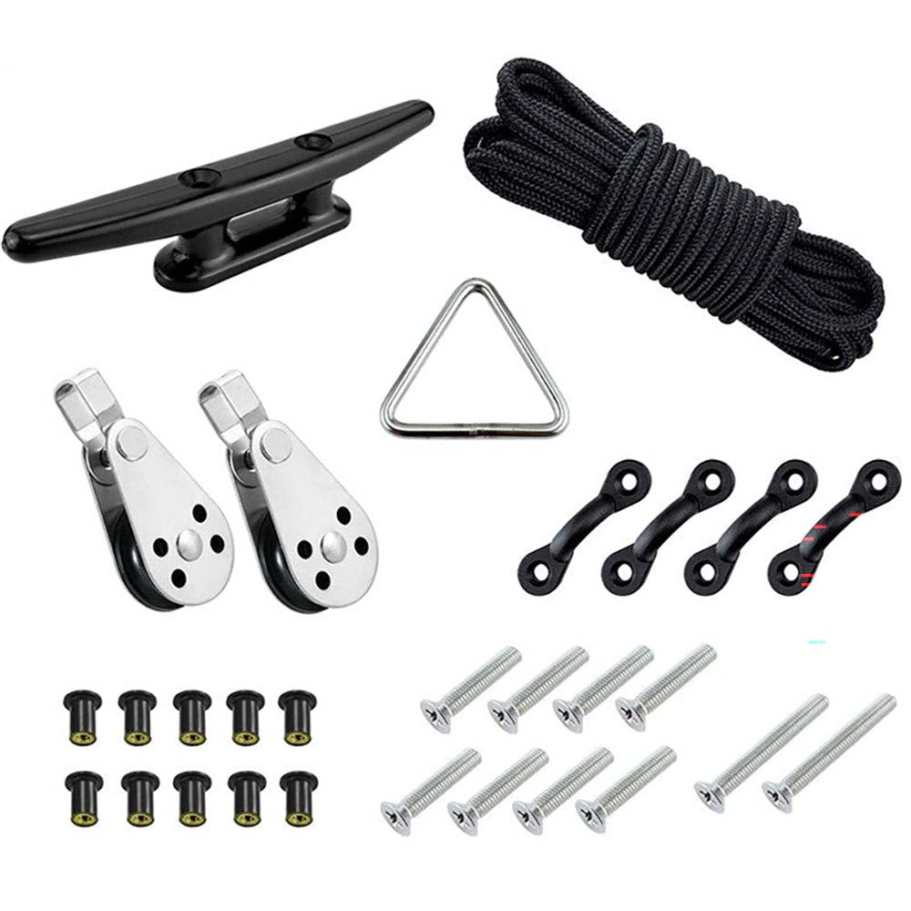 Kayak anchor trolley rope cleat detail