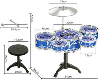 Thumbnail for Jazz Rock Drum Set Kids Toys Drums Cymbal Stool Sticks Black