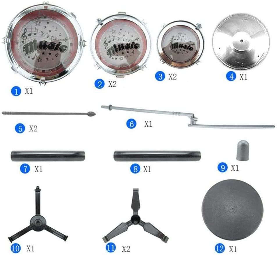 Jazz Rock Drum Set Kids Toys Drums Cymbal Stool Sticks Black - The Shopsite