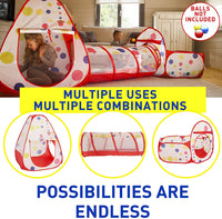 Thumbnail for Kids Play Tent 3Pc Kids Play Tent Crawl Tunnel And Ball Pit Kids Play Tent With Basketball Hoop