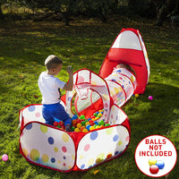Thumbnail for Kids Play Tent 3Pc Kids Play Tent Crawl Tunnel And Ball Pit Kids Play Tent With Basketball Hoop