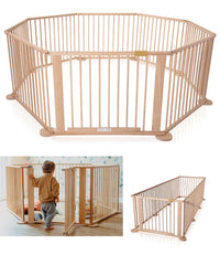 Thumbnail for Baby Playpen Toddler Deluxe Kids Wooden Play Pen 8 Panel
