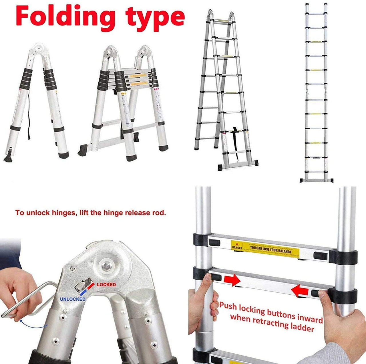 5mtr Ladder 5m Telescopic Foldable Ladder - Buy Online NZ | Homyspire