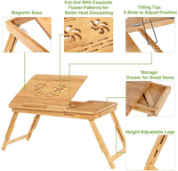 Thumbnail for Laptop Stand Laptop Table Multi Function Bamboo Laptop Bed Desk Table Foldable Cooling Holder Tray Stand